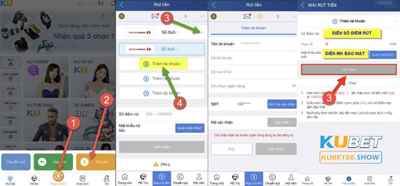 Hướng dẫn rút tiền Kubet đơn giản